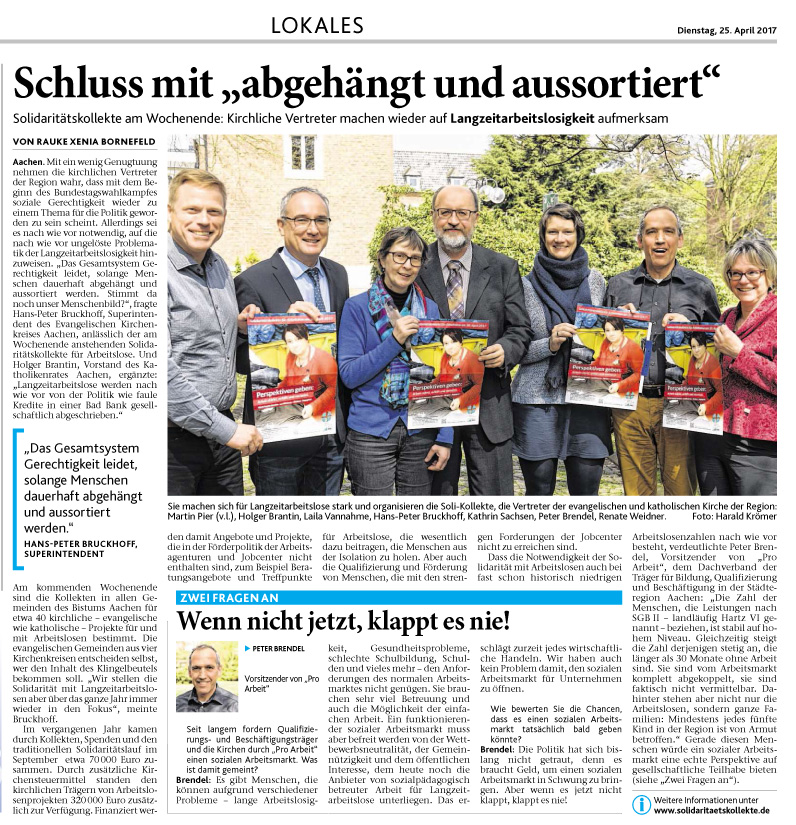 Aachener Zeitung 25. April 2017 (c) Aachener Zeitung